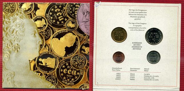 Kursmünzensatz 1 - 10 Ecu Belgien KMS 1 Ecu - 10 Ecu 1991 unc* with ...